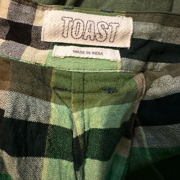 Toast Windbreaker Check Cotton Culottes | Wax Green - Picture 5 of 6